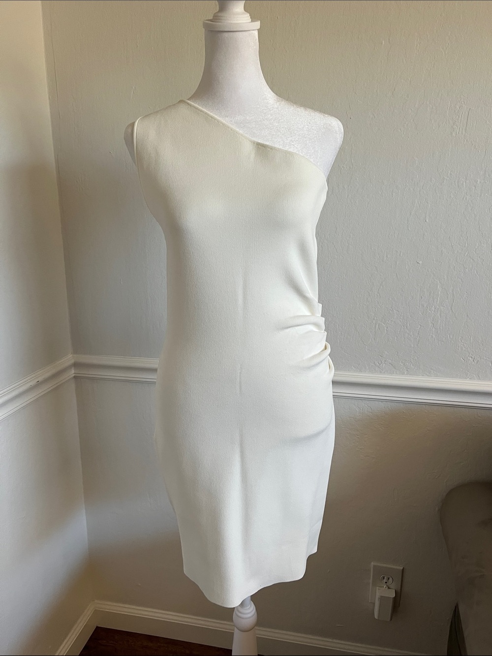 Zara One-Shoulder Cream Cocktail Dress